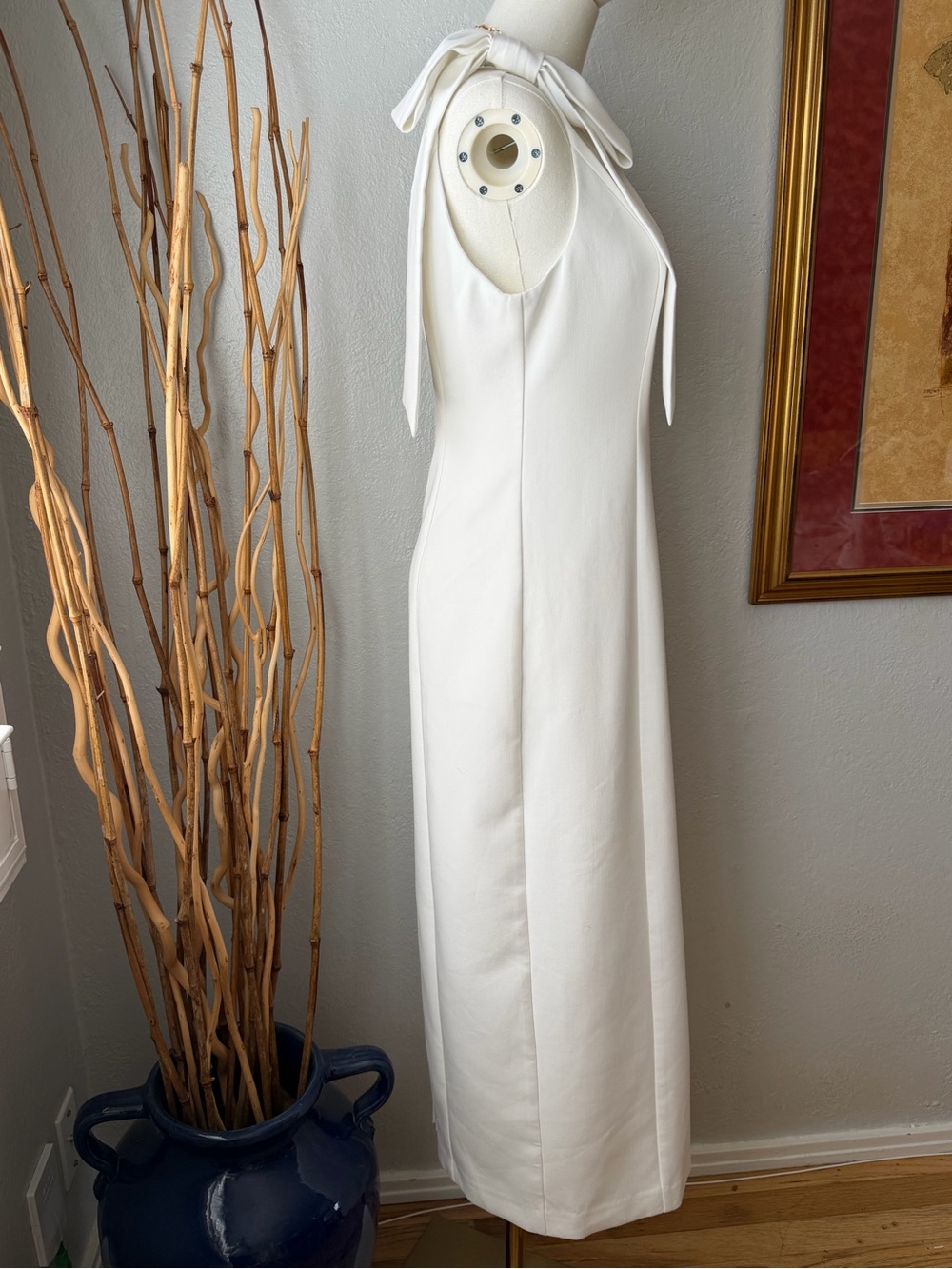 200~ NWOT~ Endless Rose White One-Shoulder Maxi Dress with Shoulder Bow Small - Picture 3 of 10
